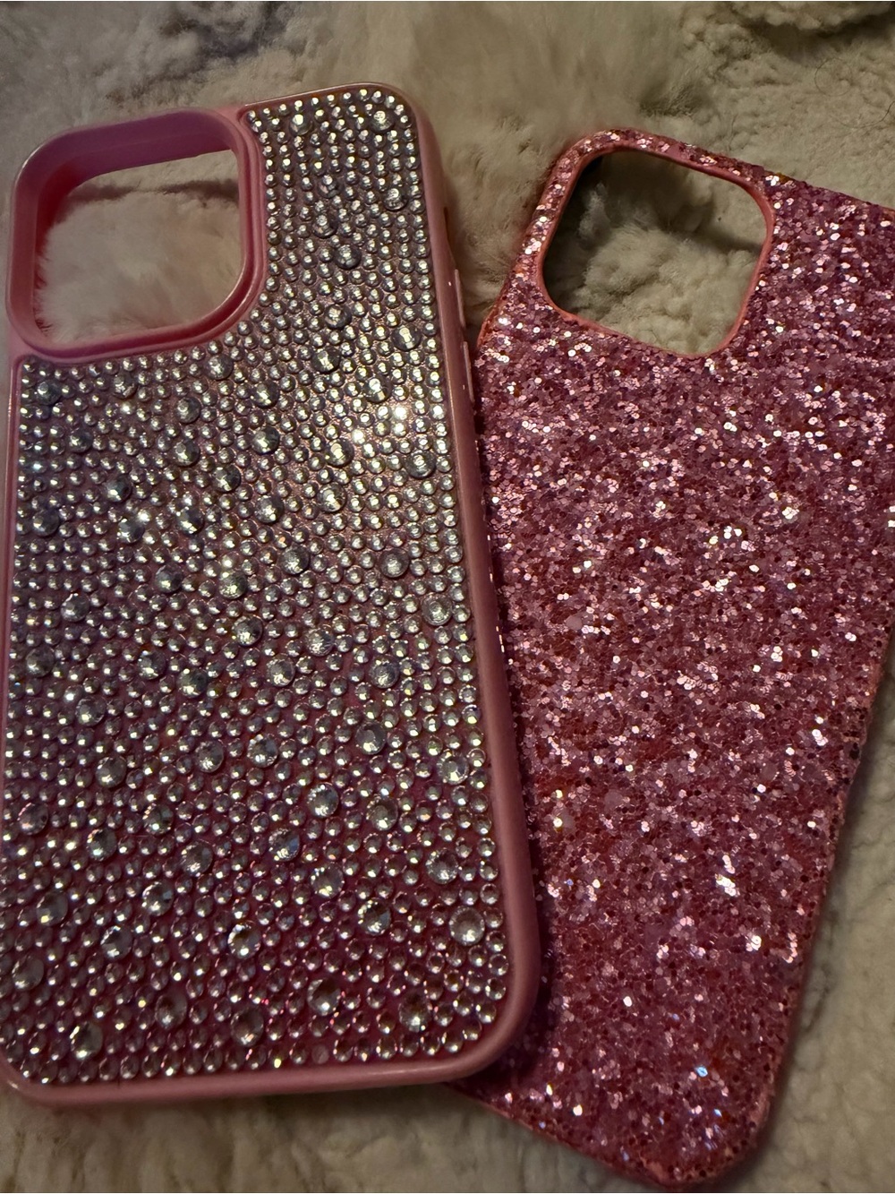 SHEIN Pink Rhinestone & Glitter Dual Phone Case Set for iPhone 15 plus